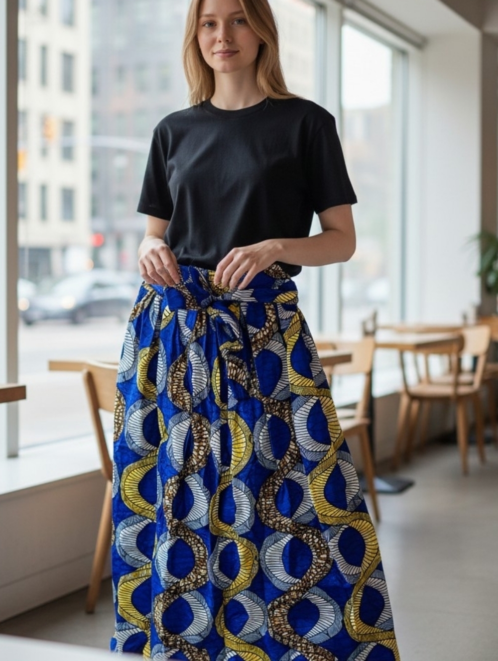 African Wax Print Ankara maxi skirt. M/L..Nwt